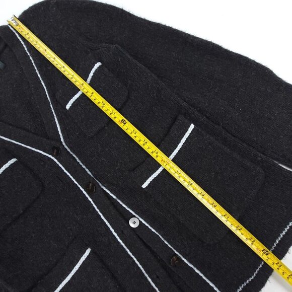 THEORY Wool Yak Knit Nuage Contrast Cardigan Button Down Sweater XS Old Money - Picture 4 of 7